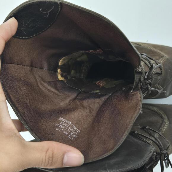 997 Clarks Artisan Womens Brown Leather‎ Ruched Corset Tie Booties Size 9.5 - Picture 9 of 9